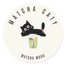 Süße schwarze Katze Matcha Aufkleber | Matcha Caty