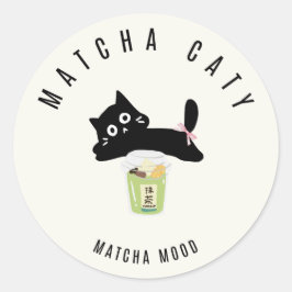 Süße schwarze Katze Matcha Aufkleber | Matcha Caty