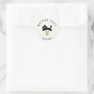 Süße schwarze Katze Matcha Sticker   Matcha Caty  