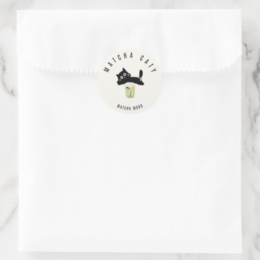 Süße schwarze Katze Matcha Sticker | Matcha Caty | (Tasche)