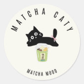 Süße schwarze Katze Matcha Sticker | Matcha Caty | (Vorderseite)