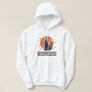 Süße schwarze Katze Meow-lloween Retro-Hexenhut-Ku Hoodie