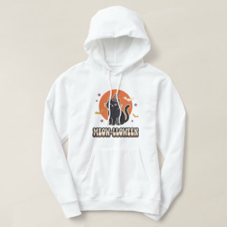 Süße schwarze Katze Meow-lloween Retro-Hexenhut-Ku Hoodie