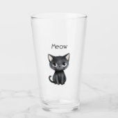 Süße schwarze Katze Miauen Glas (Vorderseite)