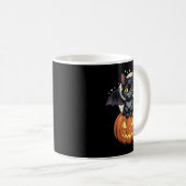 Süße schwarze Katze mit Fledermausflügeln Jack O L Kaffeetasse (VorderseiteRechts)
