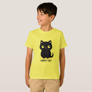 Süße schwarze Katze mit großen Augen T-Shirt