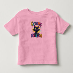 Süße schwarze Katze mit großen gelben Augen Kleinkind T-shirt