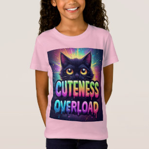 Süße schwarze Katze mit großen gelben Augen T-Shirt