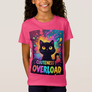 Süße schwarze Katze mit großen gelben Augen T-Shirt