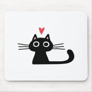 Süße schwarze Katze mit Herz Kätzchen Valentinsta Mousepad