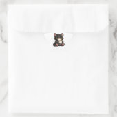 Süße schwarze Katze mit Kaffee Stern-Aufkleber (Tasche)
