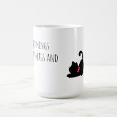 Süße schwarze Katze mit rosa Fliege Kaffeetasse (Mittel)