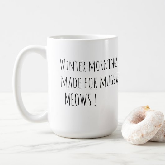 Süße schwarze Katze mit rosa Fliege Kaffeetasse (Mit Donut)