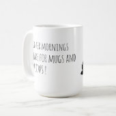 Süße schwarze Katze mit rosa Fliege Kaffeetasse (Vorderseite Links)
