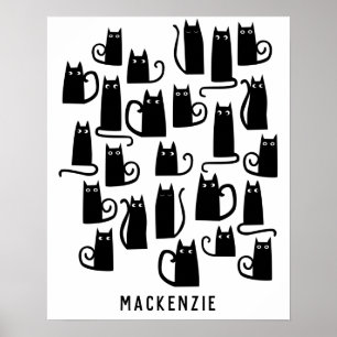 Süße schwarze Katze personalisiert Poster