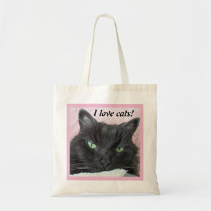 Süße schwarze Katze rosa Decke Foto Ich liebe Katz Tragetasche