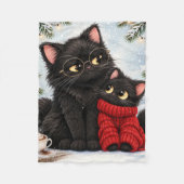 Süße schwarze Katze roter Pullover Fleece-Decke - Fleecedecke (Vorderseite)