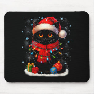 Süße schwarze Katze Santasnowflake Weihnachten Xma Mousepad