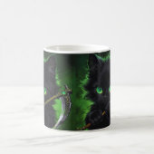 Süße schwarze Katze Sensenmann Grüne Augen Hallowe Kaffeetasse (Mittel)