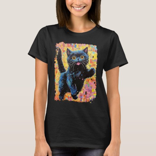 Süße schwarze Katze T-Shirt (Vorderseite)