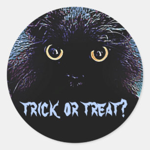 Süße schwarze Katze Trick-or-Treat-Aufkleber Runder Aufkleber