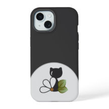 Süße schwarze Katze und Blume – Personalisiert