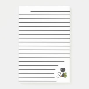 Süße schwarze Katze und Blume – Personalisiert Post-it Klebezettel
