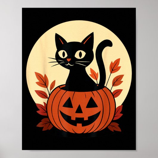 Süße schwarze Katze und Jack O Lantern Kürbis Poster (Vorne)