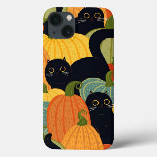 Süße schwarze Katze und Kürbis Halloween Nahtlos Case-Mate iPhone Hülle