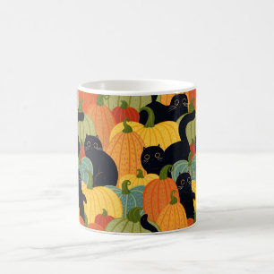 Süße schwarze Katze und Kürbis Halloween Nahtlos  Kaffeetasse