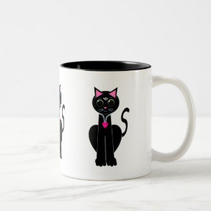 Süße schwarze Katze Zweifarbige Tasse