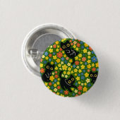Süße schwarze Katzen Blumenwiese Muster Button (Vorne & Hinten)