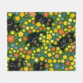 Süße schwarze Katzen Blumenwiese Muster Fleecedecke (Vorderseite (Horizontal))
