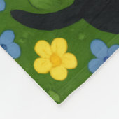 Süße schwarze Katzen Blumenwiese Muster Fleecedecke (Ecke)