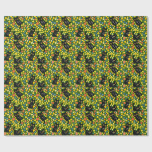 Süße schwarze Katzen Blumenwiese Muster Geschenkpapier