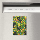 Süße schwarze Katzen Blumenwiese Muster Magnet (In Situ (Geschirrspüler))