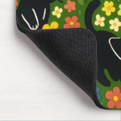 Süße schwarze Katzen Blumenwiese Muster Mousepad (Ecke)