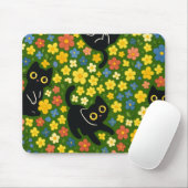 Süße schwarze Katzen Blumenwiese Muster Mousepad (Mit Mouse)
