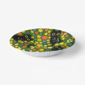 Süße schwarze Katzen Blumenwiese Muster Pappteller (Gewinkelt)