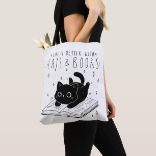 Süße schwarze Katzen Buchliebhaber Tragetasche Tasche