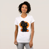 Süße schwarze Katzen-Cartoon-T-Shirt | Lustiges Ge T-Shirt (Vorne ganz)