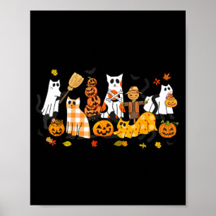 Süße schwarze Katzen Geist Halloween Kürbis Katzen Poster