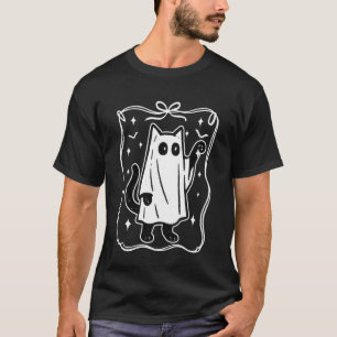 Süße schwarze Katzen-Geister-Coquette-Schleife Hal T-Shirt