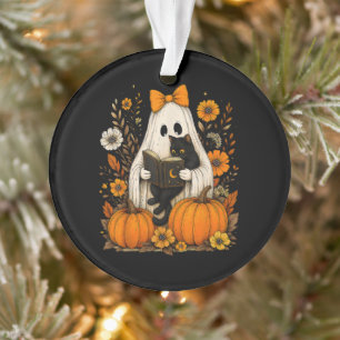 Süße schwarze Katzen-Geister-Lesebuch Halloween Ornament