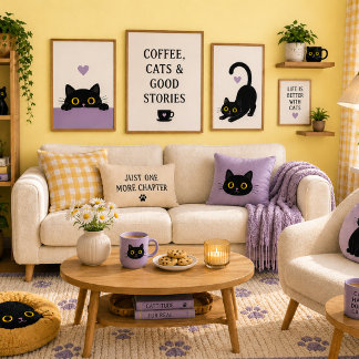 Süße schwarze Katzen-Gesichtswurfkissen – Lavendel Kissen