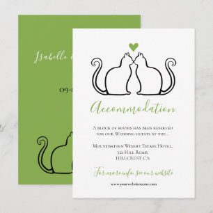 Süße schwarze Katzen Grüne Herz Hochzeitsunterkunf