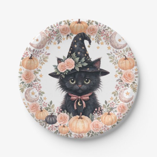 Süße schwarze Katzen Halloween-Papierteller Pappteller (Vorderseite)