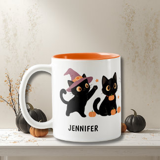 Süße schwarze Katzen Halloween Zweifarbige Tasse