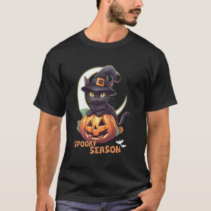 Süße schwarze Katzen-Kürbis-Grüßelige Jahreszeit-H T-Shirt