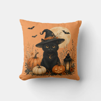 Süße schwarze Katzen-Kürbis-Halloween-Kissen Kissen
